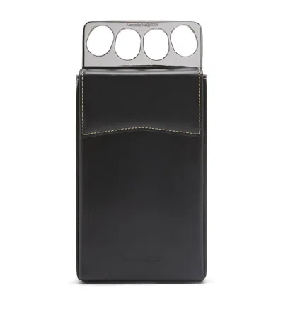Alexander Mcqueen Leather Knuckleduster Phone Cross-body Bag In Black