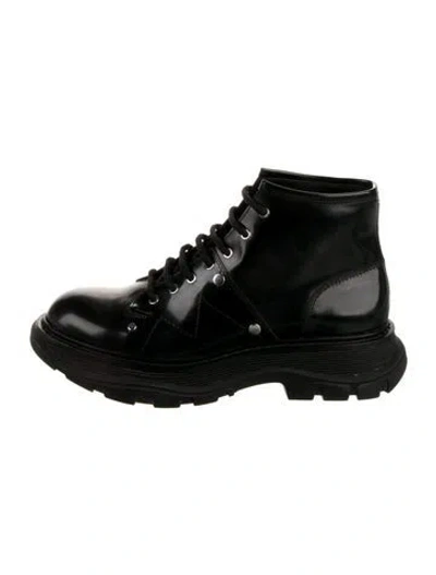 Pre-owned Alexander Mcqueen Leather Lace-up Boots In Black