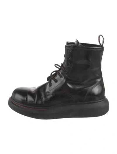 Pre-owned Alexander Mcqueen Leather Lace-up Boots In Black