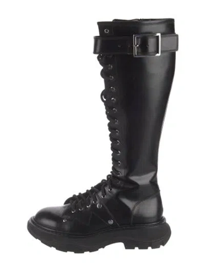 Pre-owned Alexander Mcqueen Leather Lace-up Boots In Black