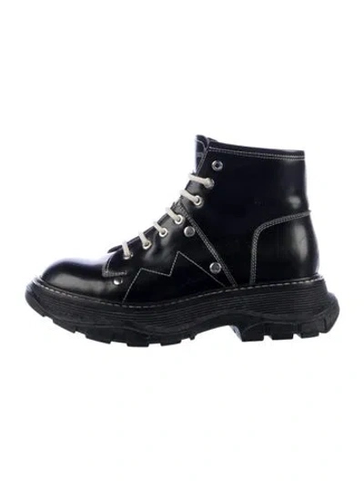 Pre-owned Alexander Mcqueen Leather Lace-up Boots In Blue