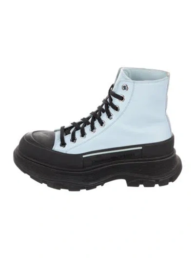 Pre-owned Alexander Mcqueen Leather Lace-up Boots In Blue