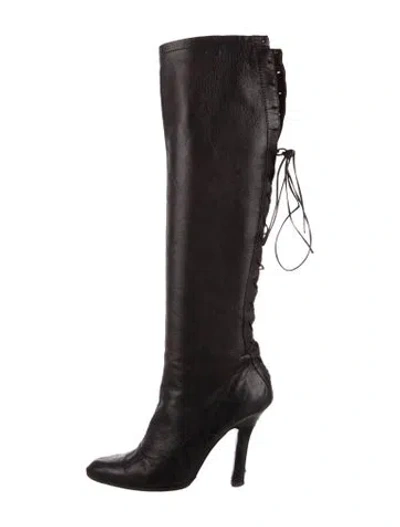 Pre-owned Alexander Mcqueen Leather Lace-up Boots In Gray