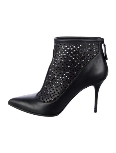 Pre-owned Alexander Mcqueen Leather Lasercut Accents Boots In Black