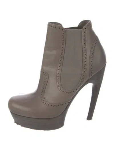 Pre-owned Alexander Mcqueen Leather Lasercut Accents Chelsea Boots In Gray