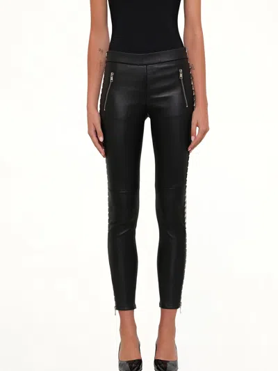 Alexander Mcqueen Leather Leggings In Black
