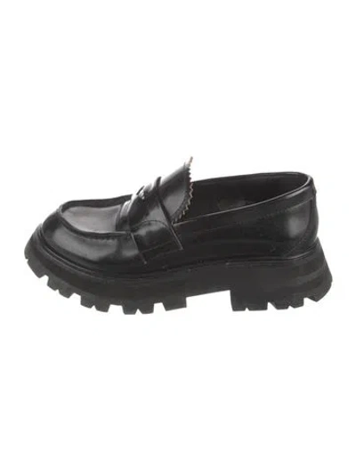 Pre-owned Alexander Mcqueen Leather Loafers In Black