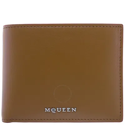 Alexander Mcqueen Leather Logo Bifold Wallet In Silver Tone