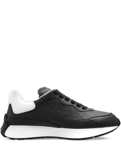 Alexander Mcqueen Leather Logo Trainers In Black