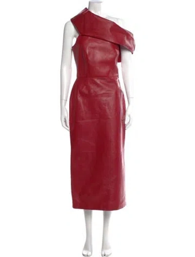 Pre-owned Alexander Mcqueen Leather Long Dress W/ Tags In Red