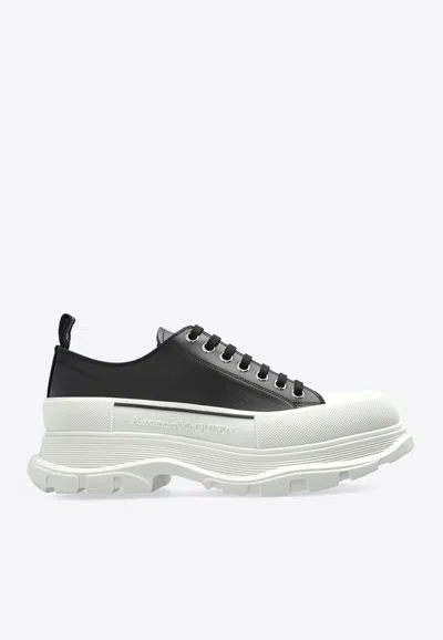 ALEXANDER MCQUEEN LEATHER LOW-TOP PLATFORM SNEAKERS
