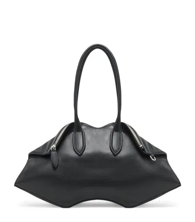 Alexander Mcqueen Leather Manta Top-handle Bag In Black