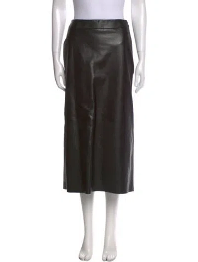 Pre-owned Alexander Mcqueen Leather Midi Length Skirt In Black