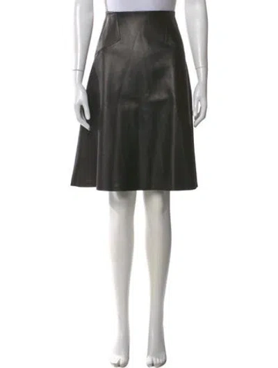 Pre-owned Alexander Mcqueen Leather Midi Length Skirt In Black
