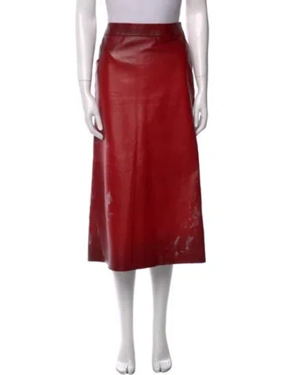 Pre-owned Alexander Mcqueen Leather Midi Length Skirt In Red