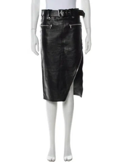 Pre-owned Alexander Mcqueen Leather Midi Length Skirt In White