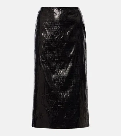 ALEXANDER MCQUEEN SILK-BLEND TARPAULIN MIDI SKIRT