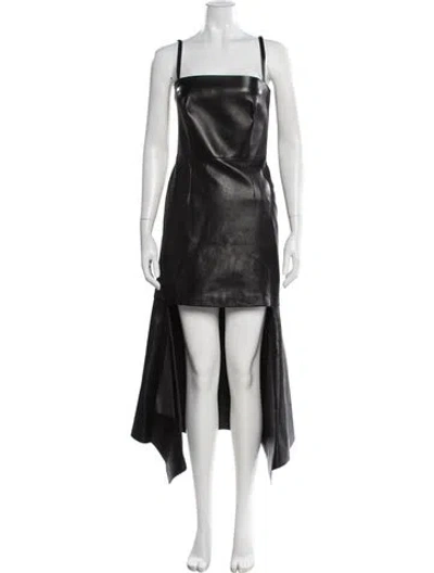 Pre-owned Alexander Mcqueen Leather Mini Dress In Black