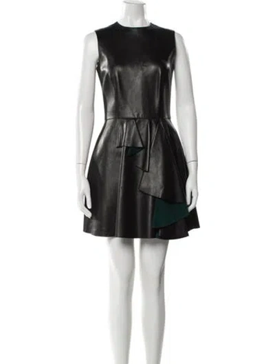 Pre-owned Alexander Mcqueen Leather Mini Dress In Black