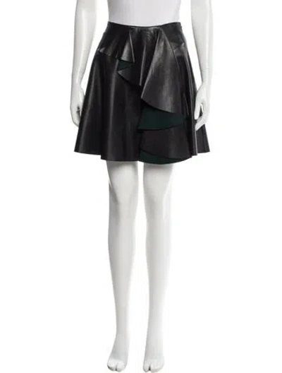 Pre-owned Alexander Mcqueen Leather Mini Skirt In Black