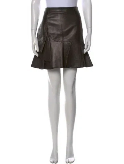 Pre-owned Alexander Mcqueen Leather Mini Skirt In Black