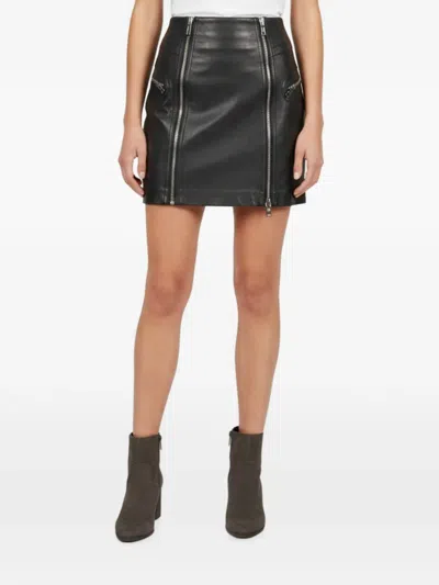 Pre-owned Alexander Mcqueen Leather Mini Skirt In Black