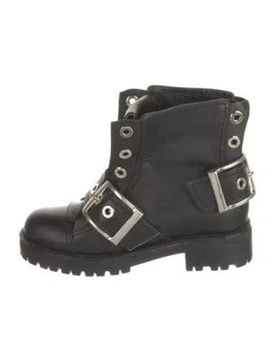 Pre-owned Alexander Mcqueen Leather Moto Boots In Gray