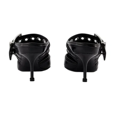 Alexander Mcqueen Leather Mule Sandals In Black