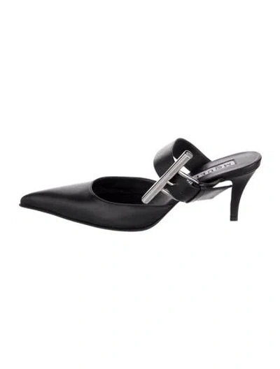 Pre-owned Alexander Mcqueen Leather Mules In Black
