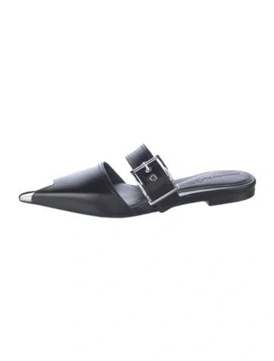 Pre-owned Alexander Mcqueen Leather Mules In Black