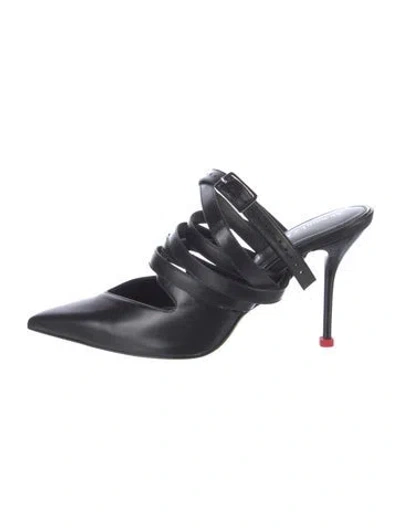 Pre-owned Alexander Mcqueen Leather Mules In Black