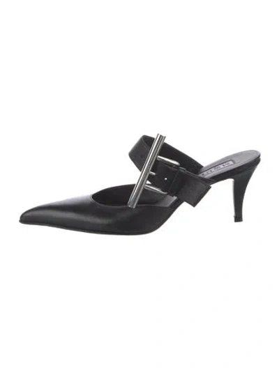 Pre-owned Alexander Mcqueen Leather Mules In Black