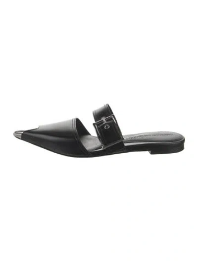 Pre-owned Alexander Mcqueen Leather Mules In Black