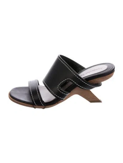 Pre-owned Alexander Mcqueen Leather Mules In Black