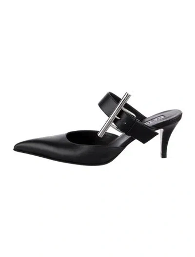 Pre-owned Alexander Mcqueen Leather Mules In Black