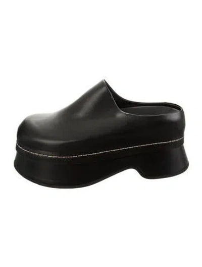 Pre-owned Alexander Mcqueen Leather Mules In Black