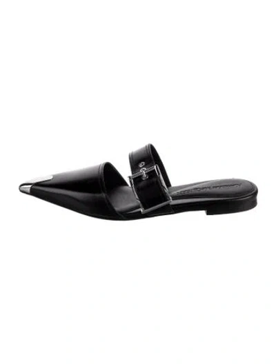Pre-owned Alexander Mcqueen Leather Mules In Black