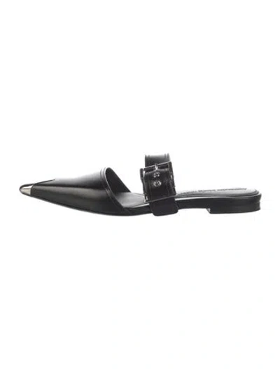 Pre-owned Alexander Mcqueen Leather Mules In Black