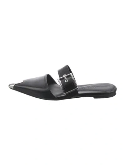 Pre-owned Alexander Mcqueen Leather Mules In Black