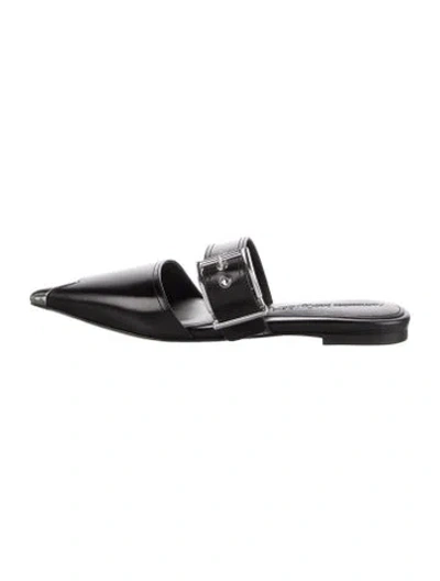 Pre-owned Alexander Mcqueen Leather Mules In Black