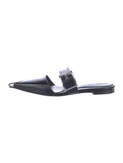 Pre-owned Alexander Mcqueen Leather Mules In Blue