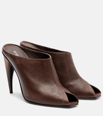 Alexander Mcqueen Leather Mules In Brown