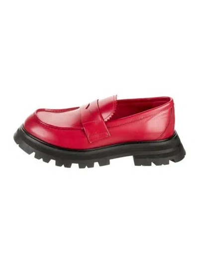 Pre-owned Alexander Mcqueen Leather Mules In Red