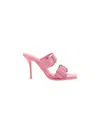 Alexander Mcqueen Leather Mules In Sugar Pink/silver