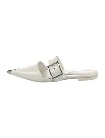 Pre-owned Alexander Mcqueen Leather Mules In White