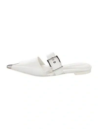 Pre-owned Alexander Mcqueen Leather Mules In White