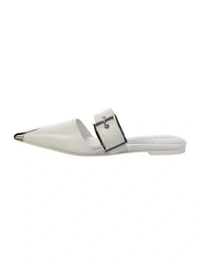 Pre-owned Alexander Mcqueen Leather Mules In White