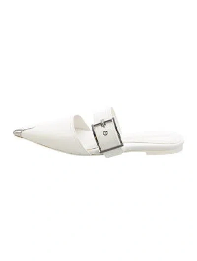 Pre-owned Alexander Mcqueen Leather Mules In White