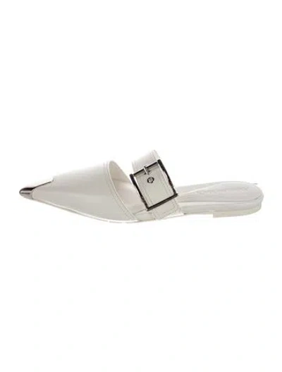 Pre-owned Alexander Mcqueen Leather Mules In White