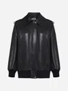 Alexander Mcqueen Leather Oversized Jacket In Black